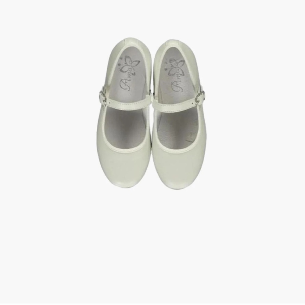Mary Jane Girl dress Shoes Ivory leather